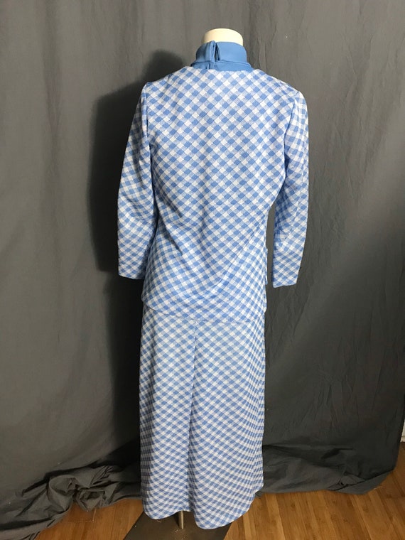 Vintage 1970’s long blue check dress with jacket M - image 4