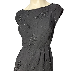 Vintage 50&#39;s black bead sheath dress S M