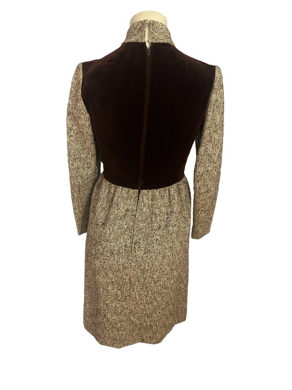 Vintage 60's wool velvet brown mini dress Dominic… - image 5