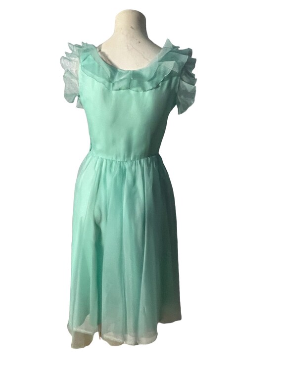 Vintage 60's turquoise party dress S - image 4