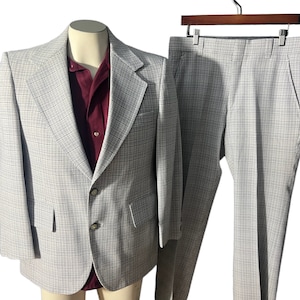 Vintage 70&#39;s blue & white check suit Palm Beach 38