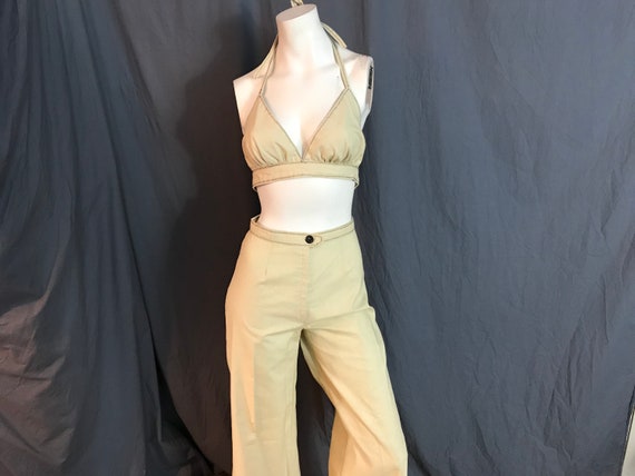 Vintage 1970’s halter top and high waist bell bott