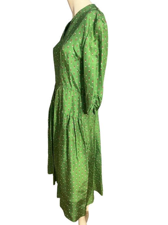 Vintage green 40's 50's dress M - image 8