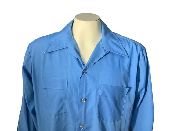 Vintage 60's blue Norgate men's shirt L - image 1