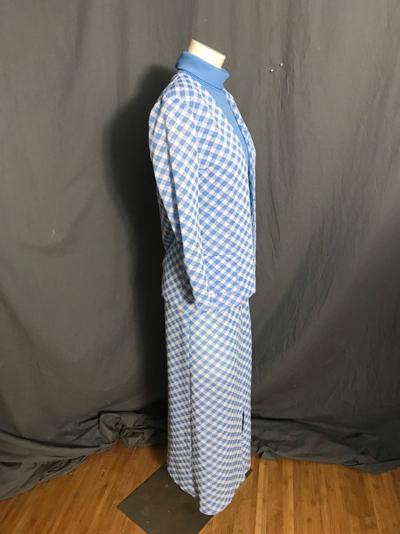 Vintage 1970’s long blue check dress with jacket M - image 6
