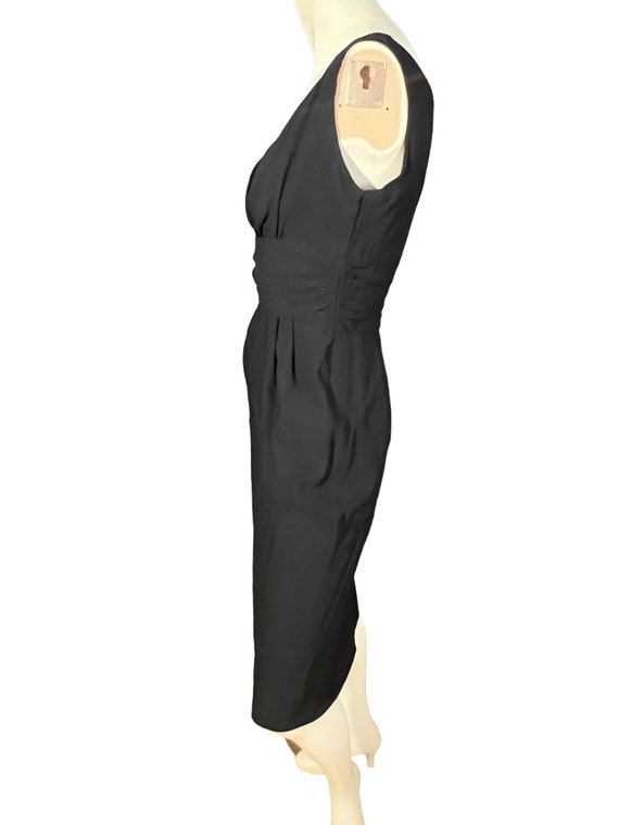 Vintage 60's black sheath fitted dress M - image 4