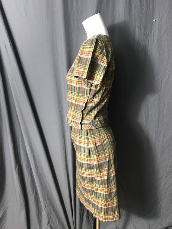 Vintage 1950’s plaid skirt and top S - image 3