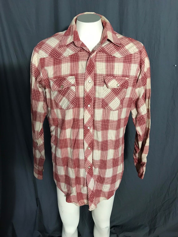 Vintage JCPenney flannel cowboy western plaid shi… - image 2