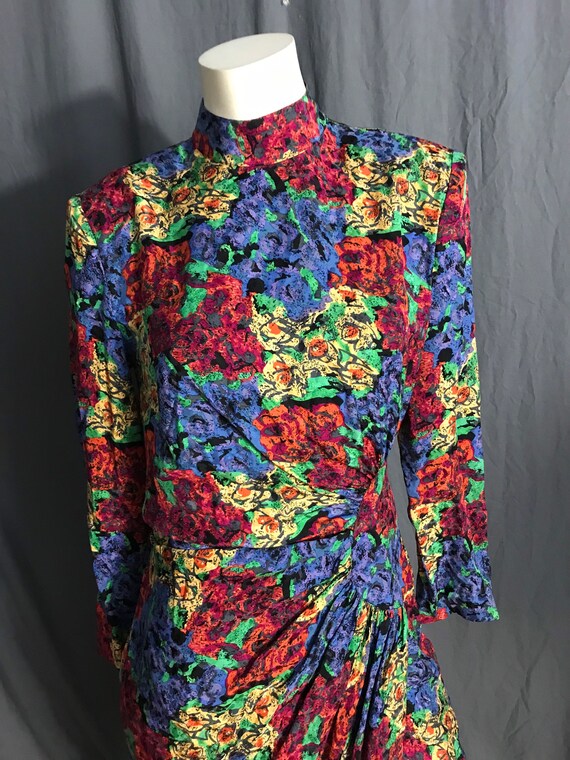 Vintage 1980’s Julie Francis 40’s style silk dres… - image 4