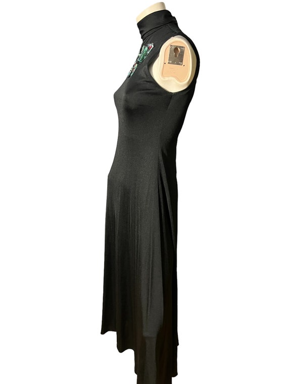 Vintage 70's black butterfly dress M - image 7