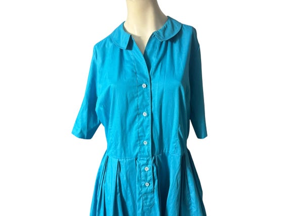 lane bryant blue dress Lane Bryant Royal Blue Boat Neck Ruched Overlay 3/4 Sleeve Stretchy Dress 14