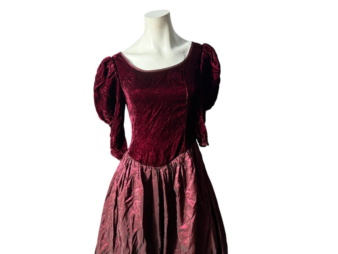 Vintage 70's Maroon Velvet Prom Dress Jcpenney L - Etsy