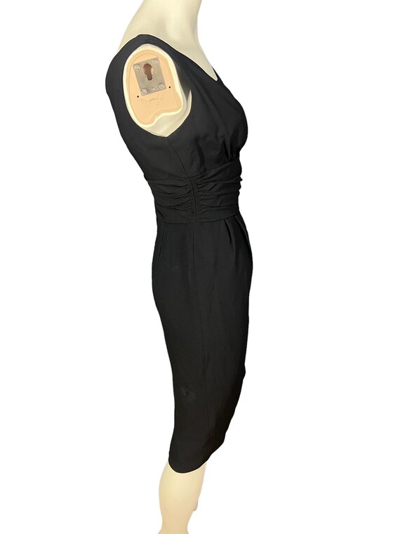 Vintage 60's black sheath fitted dress M - image 7