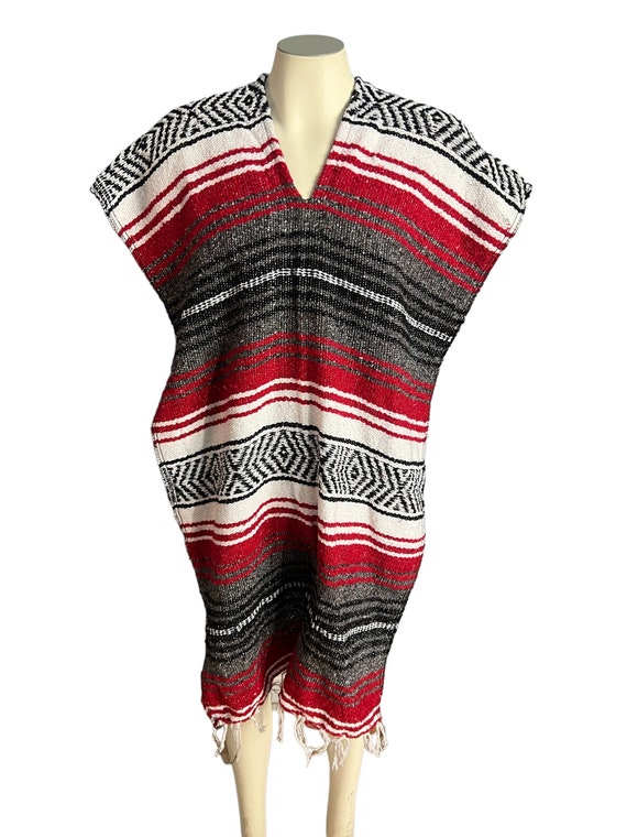 Vintage Mexican blanket poncho