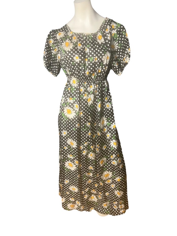 Vintage 70’s daisy floral maxi dress M - image 3