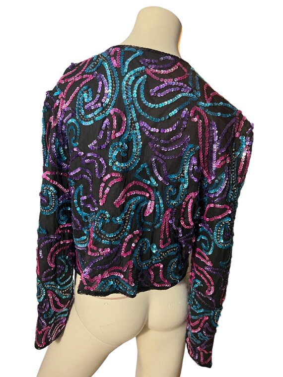 Vintage sequin jacket XL Night Vogue - image 4
