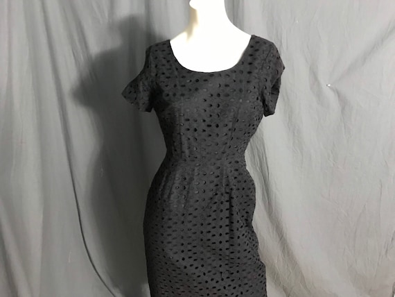 Vintage 1950’s Ricci of Dallas black eyelet fitte… - image 1