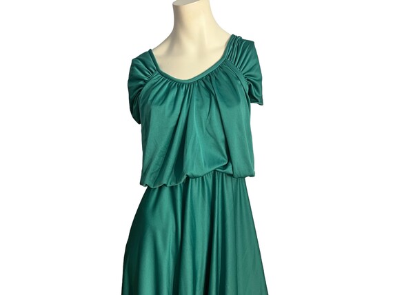 Vintage 70's green long maxi dress M - image 1