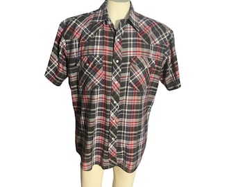 Vintage plaid cowboy western shirt L XL