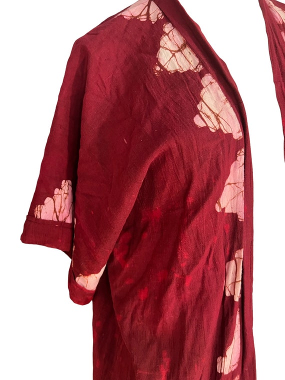 Vintage batik pink cotton robe S M - image 2