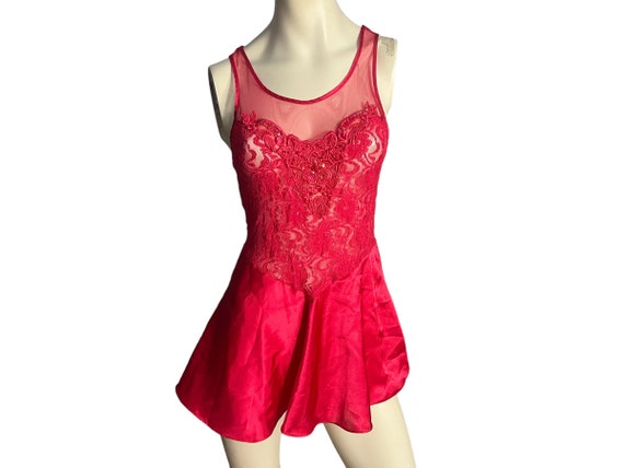 Vintage red 80's mini nightgown M Secret Treasures - image 1