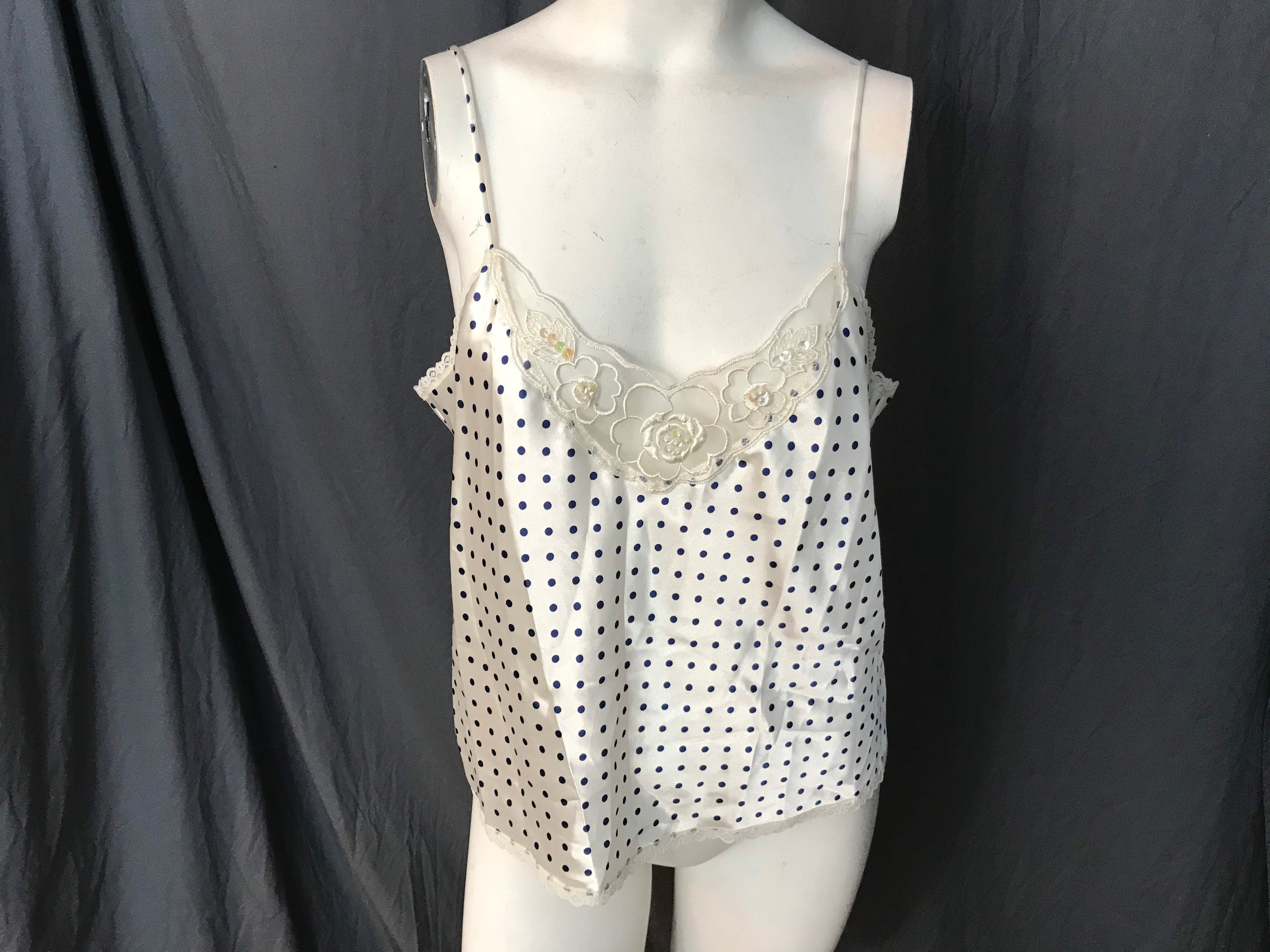 white polka dot cami