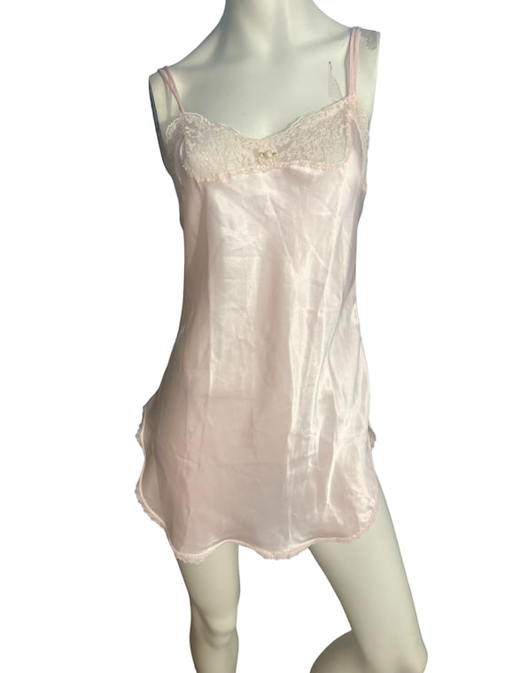 Vintage 80's short pink nightgown S - image 2