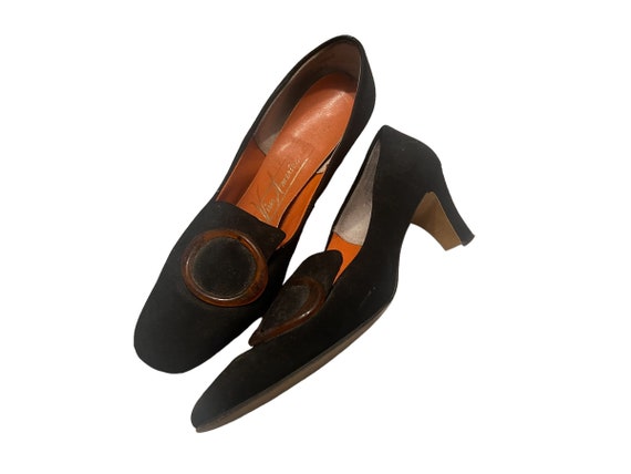 Vintage 50's black heels 7.5 AA Viva Americana - image 1