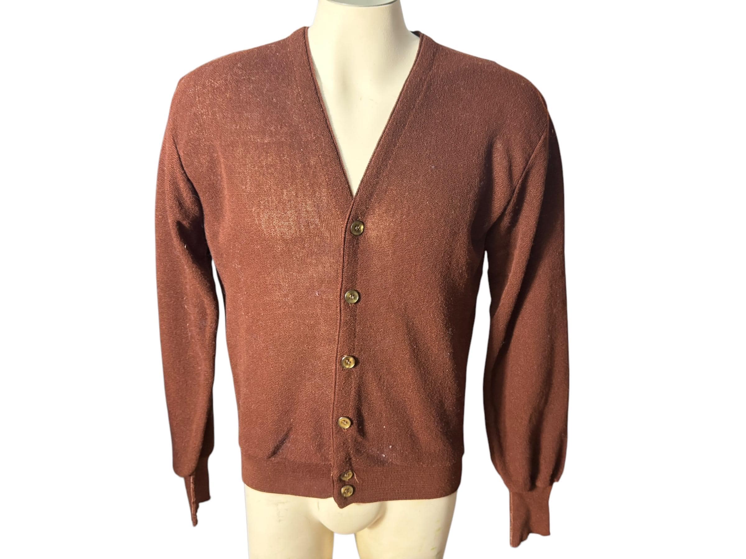 Vintage 60's Men's Brown Cardigan Sweater M L - Etsy
