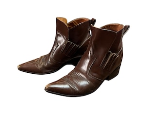 Boulet Timber Brown Burnt Apple Leather Western Cowboy Boots Men’s Size 9 W Boulet Timber Brown Burnt Apple Leather Western Cowboy Boots  main image 2