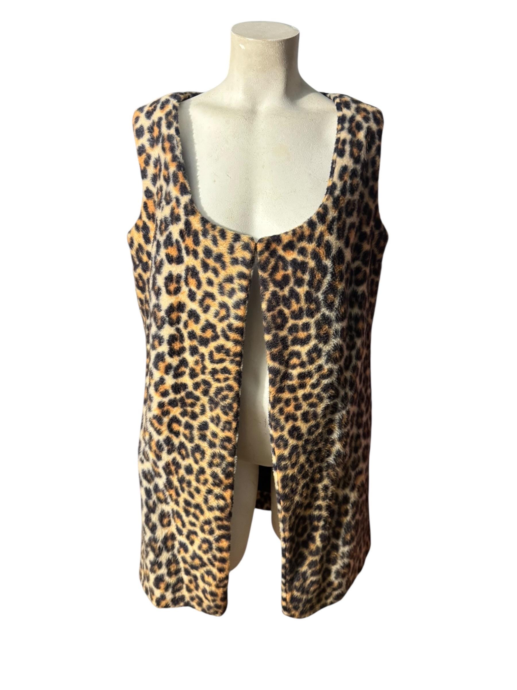 Vintage 70's Leopard Faux Fur Vest L XL - Etsy