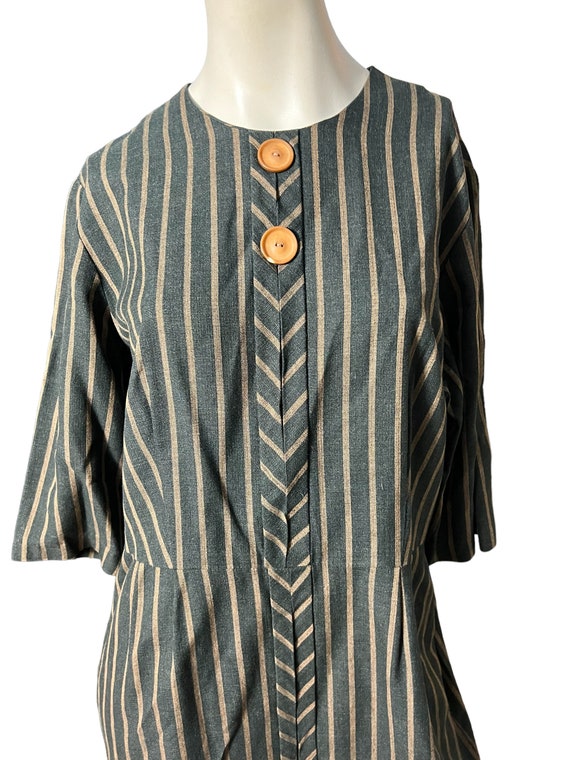 Vintage 60's volup brown stripe dress Martha Mann… - image 3