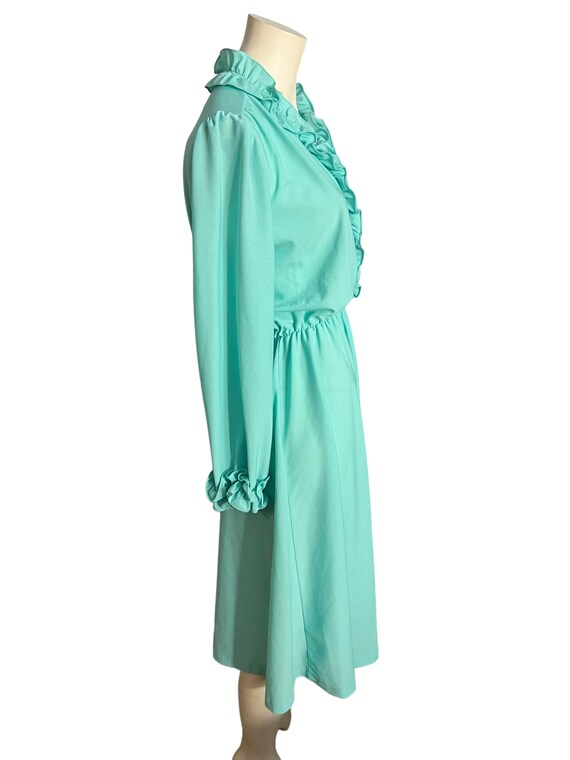 Vintage 70's turquoise dress 12 M L Anthony Richa… - image 4