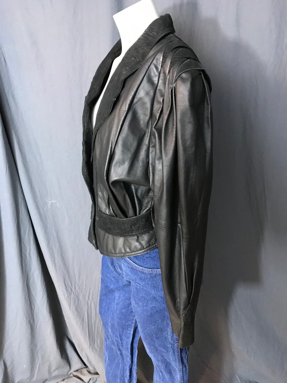 Vintage 1980’s black leather jacket M - image 5