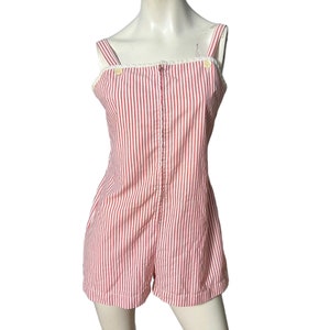 vintage 50&#39;s red striped romper M cotton