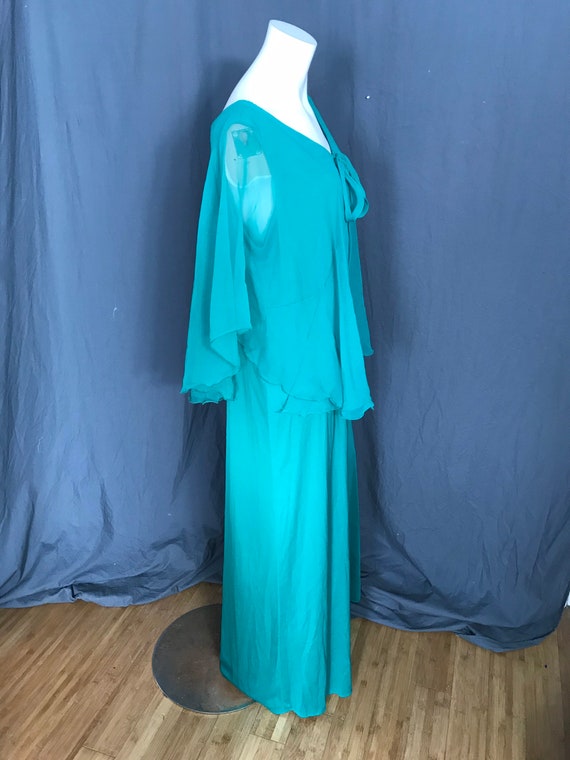 Vintage 1970’s green Lily Lynn green maxi dress XL - image 6