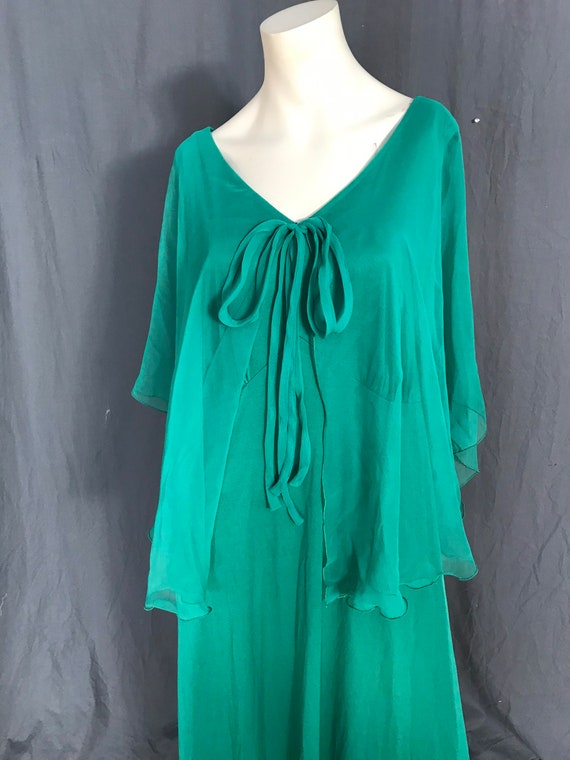 Vintage 1970’s green Lily Lynn green maxi dress XL - image 2