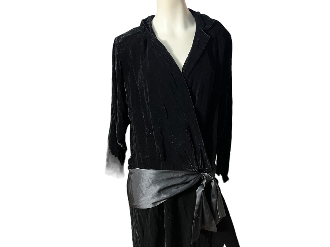 Vintage 80's black velvet dress M L Brooks Brothers main image 1