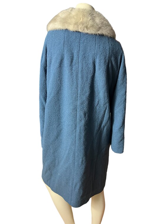 Vintage 50’s blue fur collar coat M L - image 5