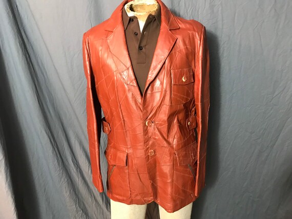 1970’s men’s Brass Bullet rust leather patchwork j