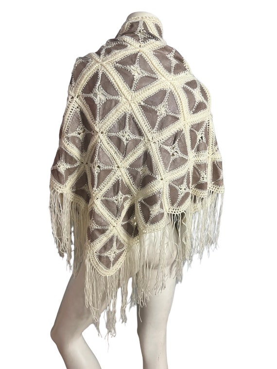 Vintage patchwork leather shawl - image 7