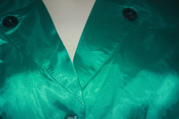 Vintage Green Satin Young Edwardian 1980's Dress M - image 6