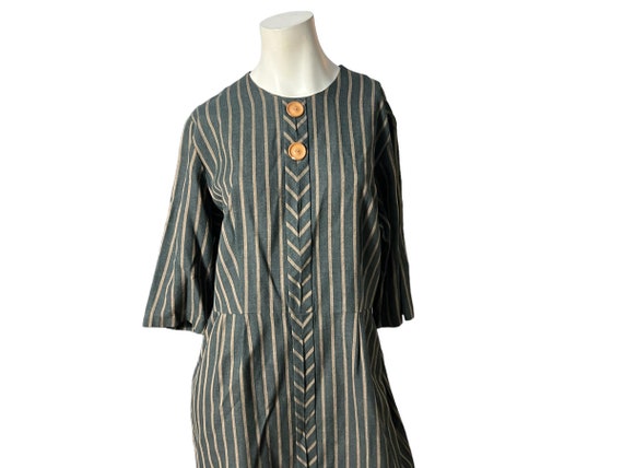 Vintage 60's volup brown stripe dress Martha Mann… - image 1