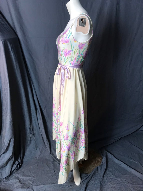 Vintage Long 1970's  Purple Flower Dress S - image 5