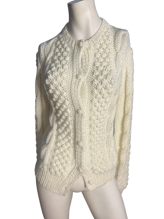 Vintage 70's gould white cardigan sweater M L - image 2