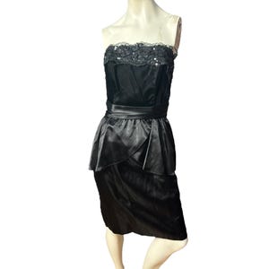 Vintage 80&#39;s black peplum party dress S M Robert