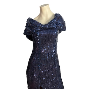 Vintage 80&#39;s blue sequin long dress 9/10 Night Moves