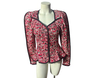 Vintage 80's red & black peplum top S Jeanne Marc
