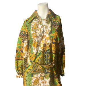 Vintage 70's Passport dress L butterfly collar