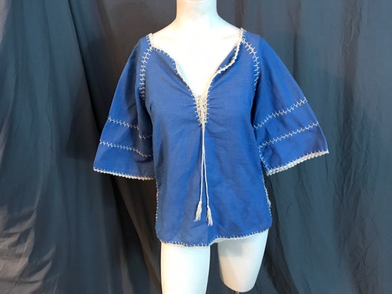 Vintage 1970’s hippie boho ethnic blouse shirt S - image 1